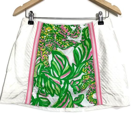 Lilly Pulitzer Tate Skirt Resort White Seeing Pink Elephants Size 6 - Picture 2 of 8